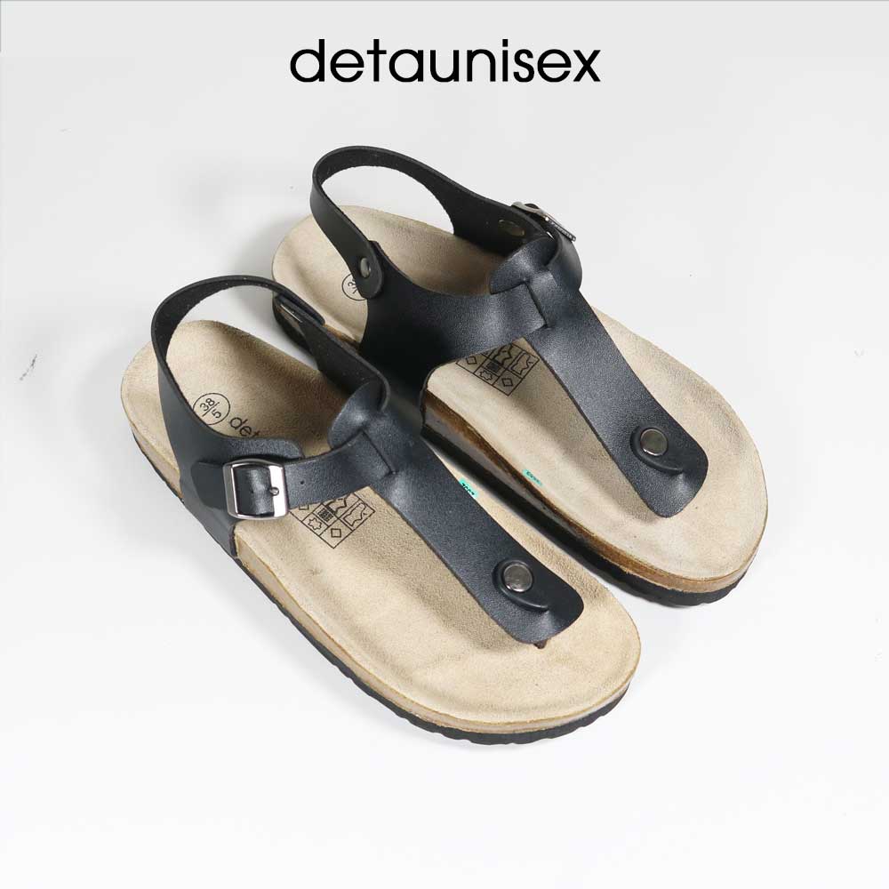 Giày sandal quai hậu đế trấu kẹp ngón màu đen